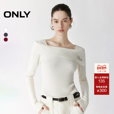 ONLY纯欲风一字领针织衫