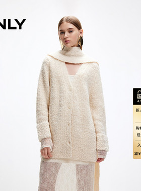 ONLY2026春季新款氛围感围巾开衫宽松V领针织衫上衣女|12513B002