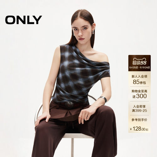 ONLY无袖款荡领显瘦短款T恤上衣