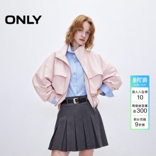 宽松高领休闲风薄款 ONLY2026春季 风大口袋短款 工装 风衣外套女 新款