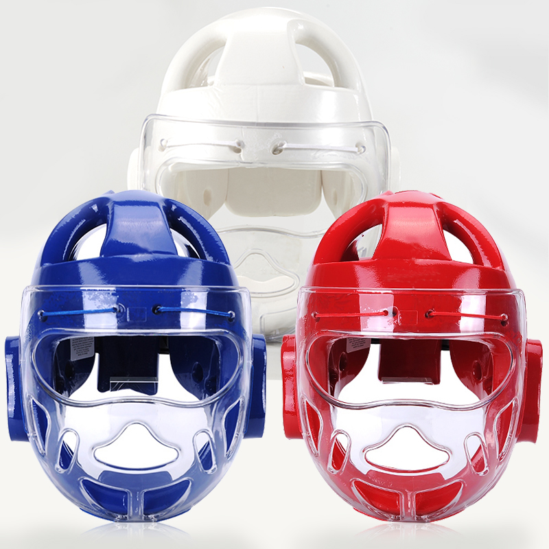 空手道头盔护头面罩跆拳道护头帽子成人儿童护脸拳击护头护具