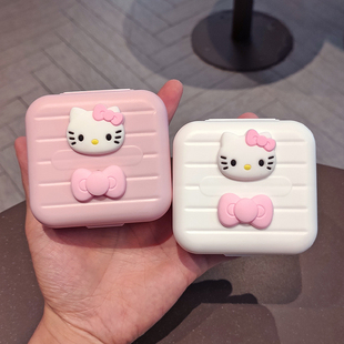 可爱卡通药盒便携式随身分装盒药品分格密封防潮药品药片收纳盒