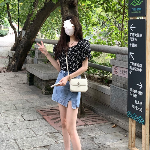 艾恩晟牛仔裙裤显高显瘦甜酷