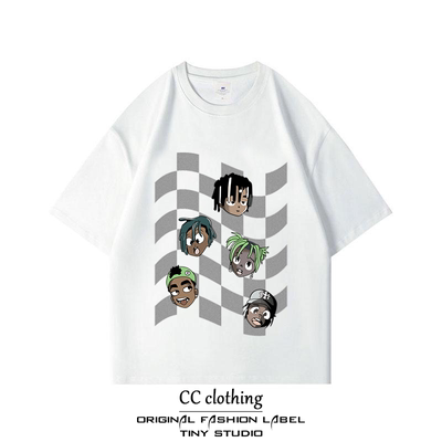 美式小众街头复古创意卡通人物印花纯棉圆领短袖潮牌重磅百搭T恤