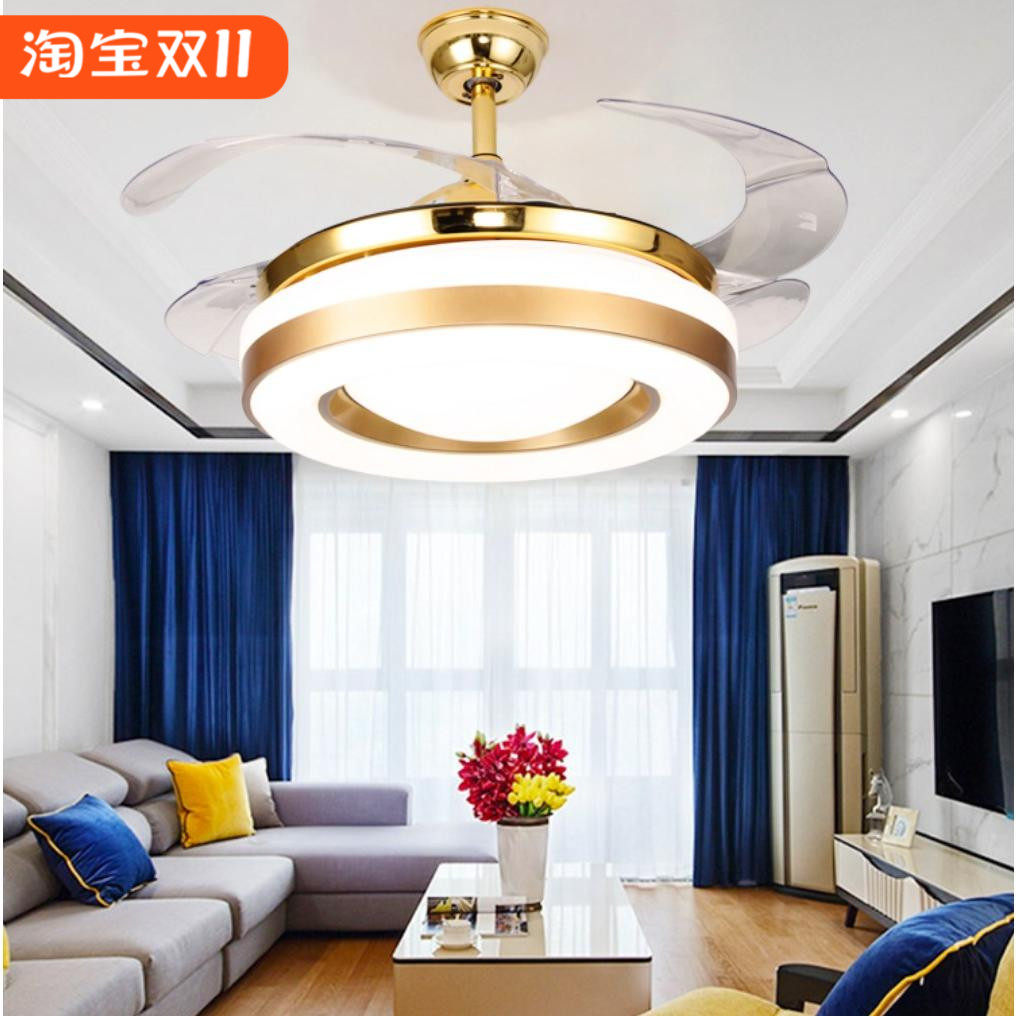 隐形吊扇灯时尚静音风扇灯现代简约客厅餐厅卧室LED智能风扇灯