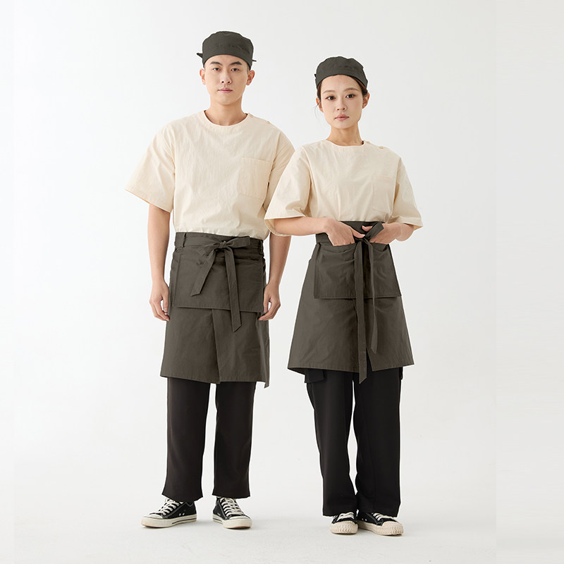 爱斯坦夏季新款茶饮工作服素食烘培糕点奶茶店工作服全棉手作工装