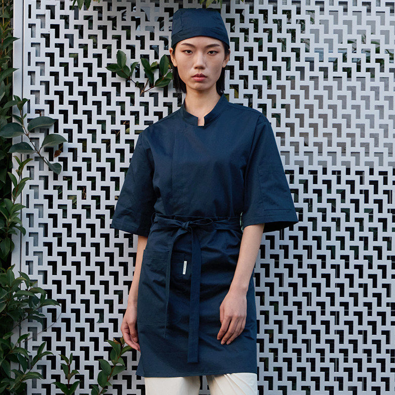 全棉手作工装糖水店奶茶烘焙甜点师工装火锅厨师服山野餐厅工作服