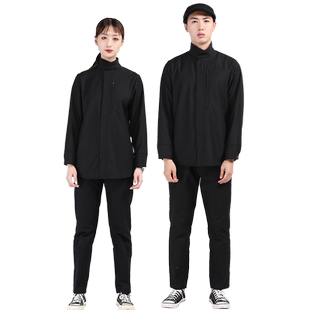 新款时尚中餐饮前厅服务员工作服男女春夏长袖饭店酒吧网咖啡厅