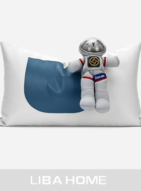 沙发样板房北欧ins轻奢风简约现代灰蓝色创意太空人腰枕抱枕靠垫