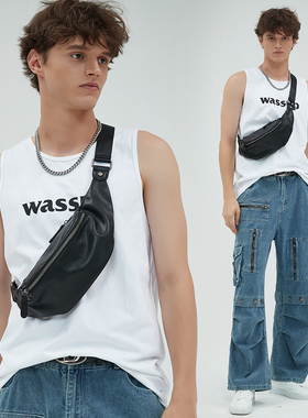 NESBIT 皮质胸包男潮2025新款休闲轻便外出运动包背包斜挎包小包