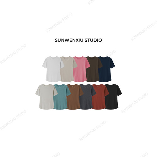 swx studio 专机tee  进店b拍四季小众设计感纯色修身短袖408A026