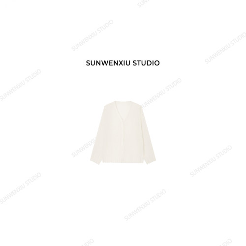 swx studio 清风 莱赛尔亚麻混纺镂空长袖夏日空调房防晒开衫4116