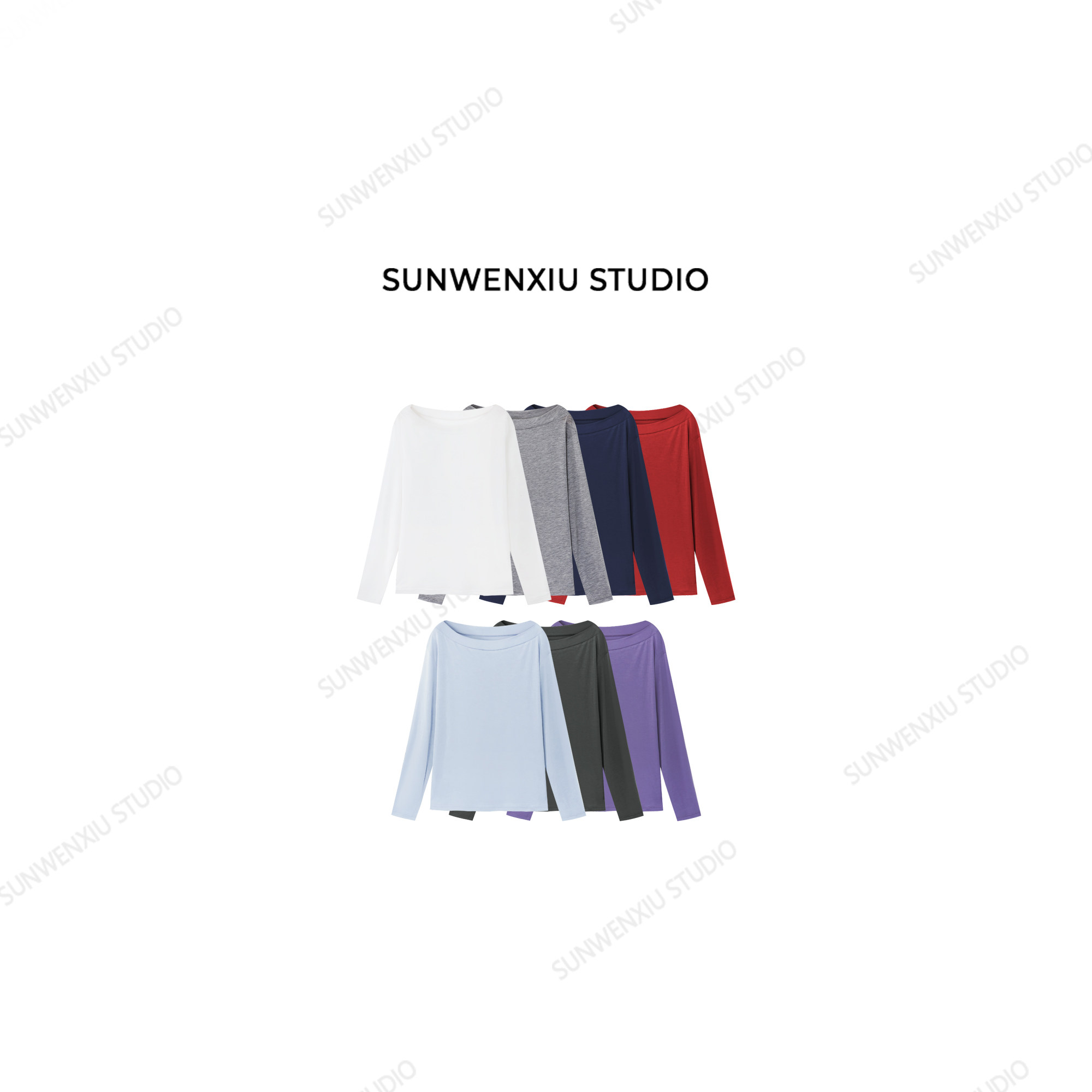 swx studio 飘飘T 清凉薄软100%莱赛尔一字船领多穿防晒衫T恤432C