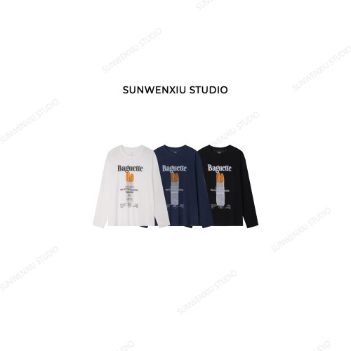 swx studio 法棍T恤 轻薄透气夏季空调房微透感防晒印花T恤528B