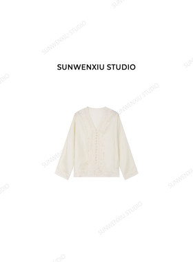 swx studio 蕾丝邂逅 法式精致感气质轻奢莱赛尔蝙蝠袖衬衫311C