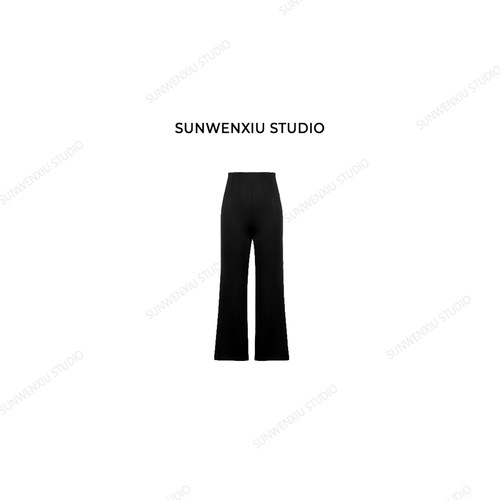 swx studio 满分裤 四面弹高弹高腰黑色微喇九分小瘦裤