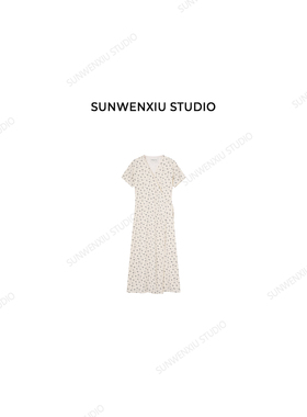 swx studio 甜茶碎花 韩系清新一片式可调节绑带长款连衣裙532C