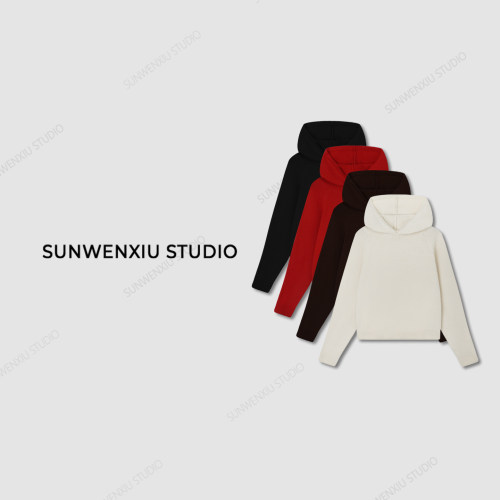 孙文秀studio小红帽毛衣“秋冬极简连帽休闲百搭套头毛衣