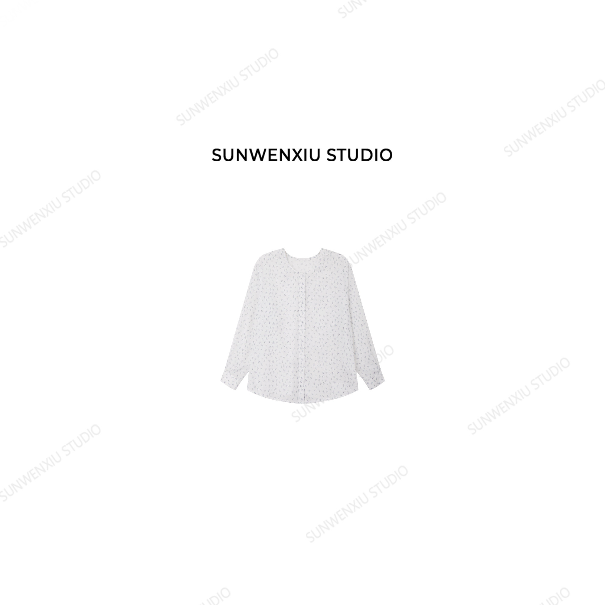 swx studio 小紫花 韩系清新减龄俏皮感前后两穿碎花小衫327B