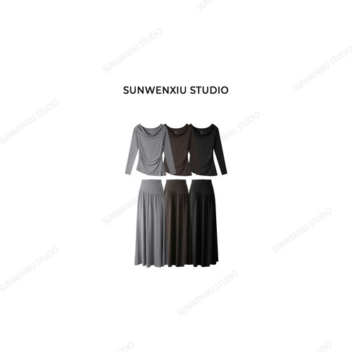 swx studio 纤纤套装 修身荡领可多穿气质显瘦套装裙233A