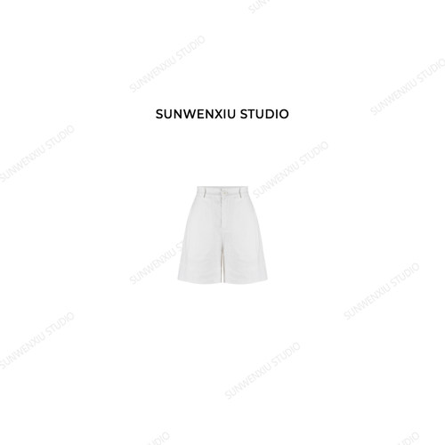 swx studio 复活款夏日b备 100%亚麻高品质极简松紧腰五分裤241B