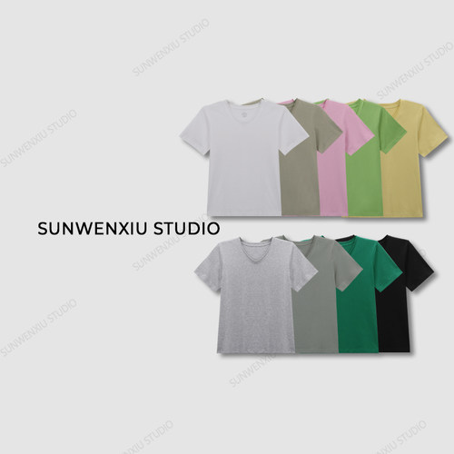 swx studio瘦竹竿100%全棉衣橱极简百搭圆领T恤短袖休闲女士极简
