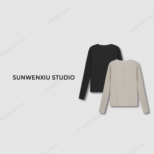 swx studio云朵包裹显瘦舒适度宝藏上衣韩版毛衣休闲风女装圆领