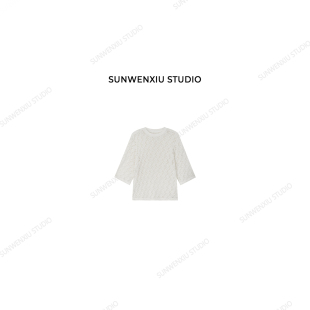 针织衫 swx 棉线镂空钩花短袖 织物之美 305B studio