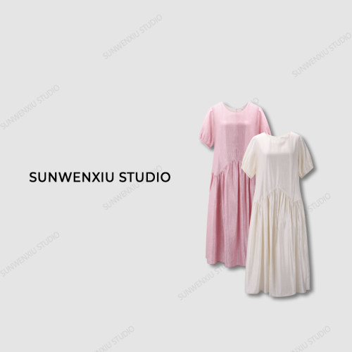 孙文秀studio“人鱼姬”醋酸天丝流光高级感气质宽松连衣裙
