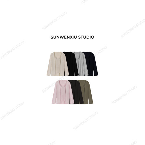 swx studio 天鹅颈 空调房b备软糯亲肤防晒针织吊带两件套