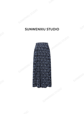 swx studio 心动花海 重工压褶复古松紧腰碎花半裙2207