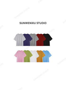 swx studio 调色盘 超凉快夏季彩色宽松大版百搭圆领T恤2061A