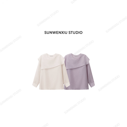 swx studio 柔雾衬衣 春夏气质桑蚕丝混纺小清新衬衫1100A