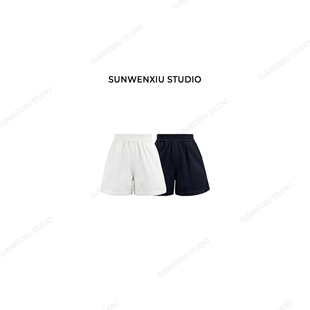 swx 清凉一夏 100%棉极简纯色百搭休闲松紧腰短裤 1003 studio