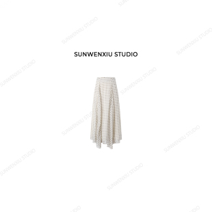 春夏复古棕色调不规则印花半裙2262B 腰果花 swx studio