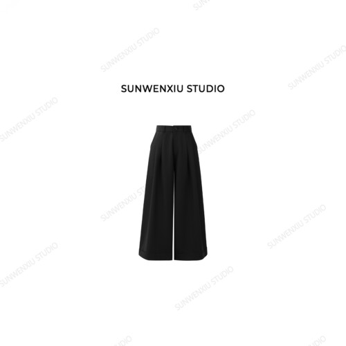 swx studio 大肥腿西裤 极简韩系百搭黑色九分西裤1122A