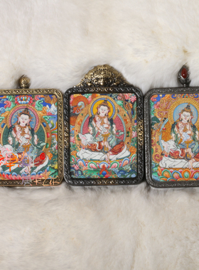 热贡纯手绘随身微唐彩唐普贤