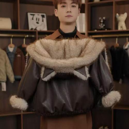 女童仿皮草两面穿加绒皮衣外套冬季新款韩系儿童加厚保暖派克服潮