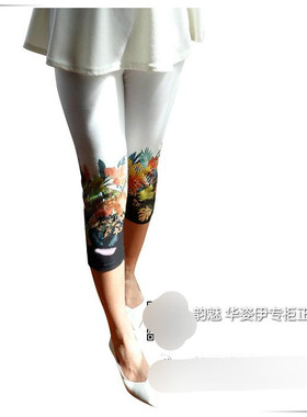 包邮华姿伊春夏专柜正品热带风情针织牛仔七分裤打底女裤3M55470