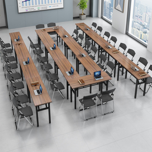 折叠培训桌椅组合会议桌长条桌辅导班双人双层课桌简易餐桌培训台