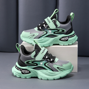 轻便小男孩跑步鞋 CEO 皮面防水儿童运动鞋 2024秋冬新款 ABC男童鞋