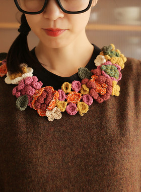 春光 设计感宽松纯手工钩花立体45r风格项链腰带