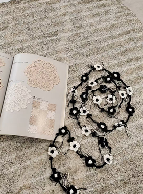 双色  日系文艺范手工钩花彩色项链腰带180cm