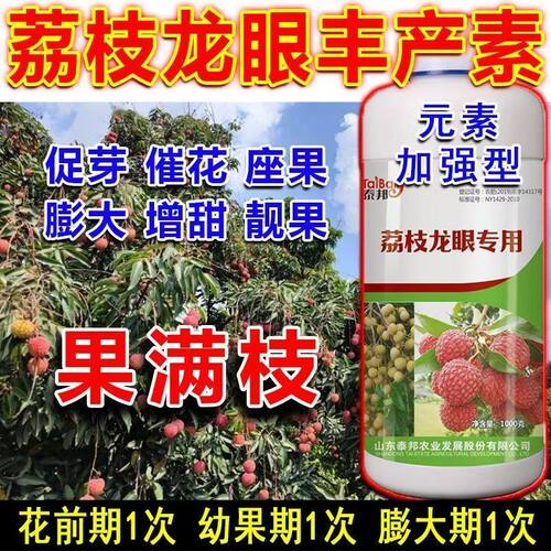 荔枝龙眼叶面肥花芽分化龙眼催花授粉坐果保花保果药增甜防裂膨大