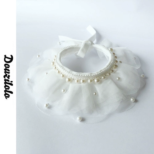 Шарф, милый чокер, слюнявчик из жемчуга, кружевное платье