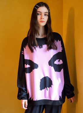 埃森费姆春秋季新款情侣套头睡衣女动漫熊猫大码男生卫衣棉套装