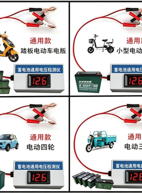 电瓶电压测试仪电动车电池检测表12v24v显示通用测量电瓶检测检查
