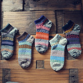 潮流复古民族风男士 5双装 个性 短袜短筒低帮纯棉防臭袜男生船袜子