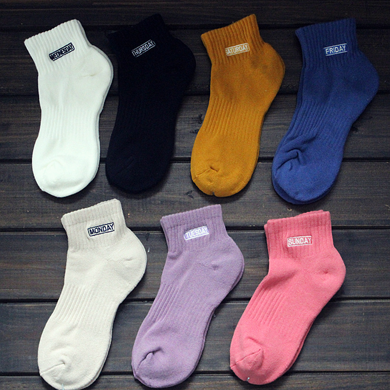 秋冬季短筒毛巾底跑步ins袜子