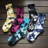 长筒袜潮ins吸汗防臭篮球冬季 秋冬款 扎染袜子男士 加厚毛巾底长袜